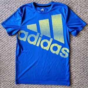 Adidas Blue Dri Fit Shirt with Yellow Logo